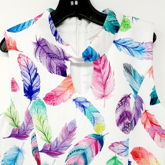 Us Angels Dress with Color Feather Print - Picture 2 of 3